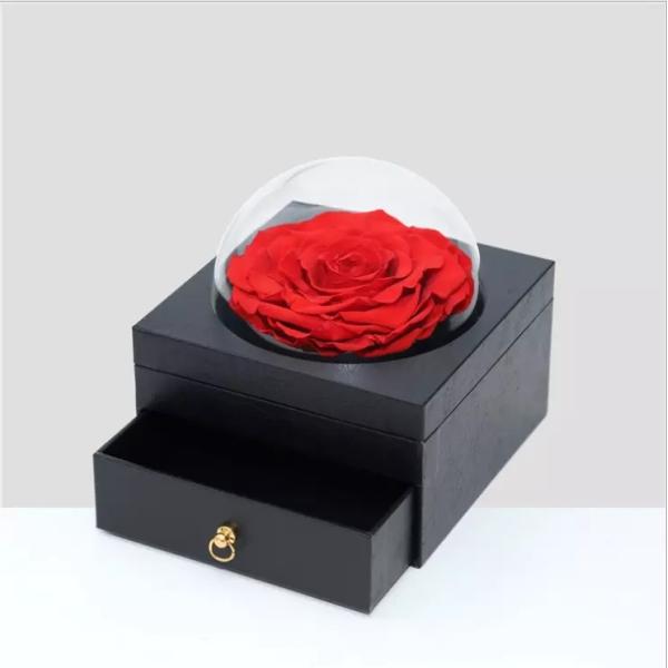 New Arrival Gift preserved rose in acrylic heartshap gift box Preserved Flowers