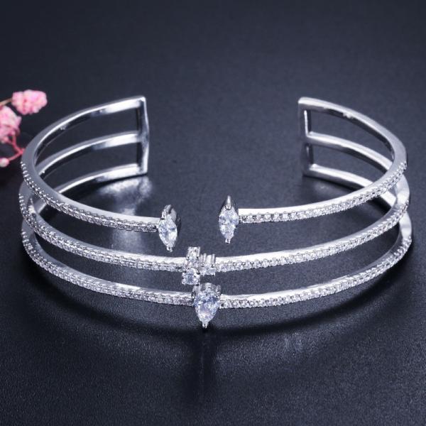 Round Bracelets & Bangles For Women Wedding Gift Gold Silver Plated CZ Rhinestone Bangles Jewelry Bracelets