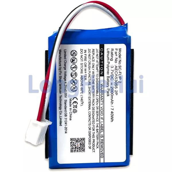 2000mAh bateria de alto-falante recarregável para JBL-Flip 2 2013 3.7V AEC653055-2P