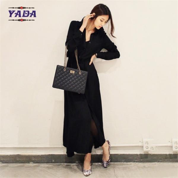 Новая мода корейский дизайн черная рубашка платья дамы одежда платье 2017 для женщин