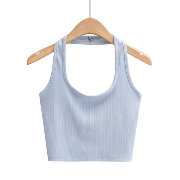 Пошученный над сплошной цвет верхних частей танка тонких женщин шеи пригонки u безрукавный вяжет основной танк урожая