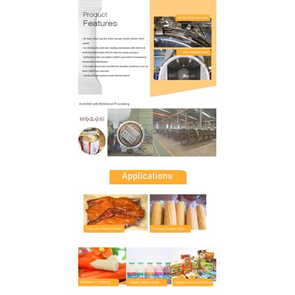 Medium Steam Pre-heating Industrial Horizontal Autoclave for Retort Pouch Processing