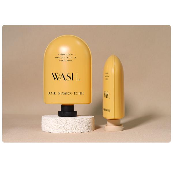 Botella de champú especial de plástico HDPE de 350 ml y 250 ml personalizada, botella con bomba para gel de ducha ecológica