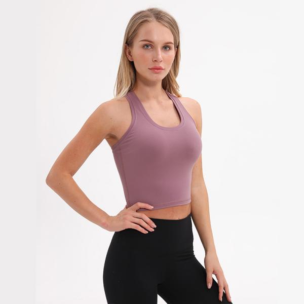 Medium Support Womens Longline Sports Bra 87 Nylon Material Casual Style
