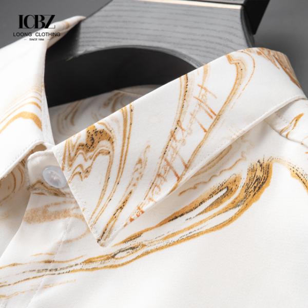 Осенние длинные рукава мужчины неформальный чек винтажные печатные рубашки стройный фит одиночный грудь