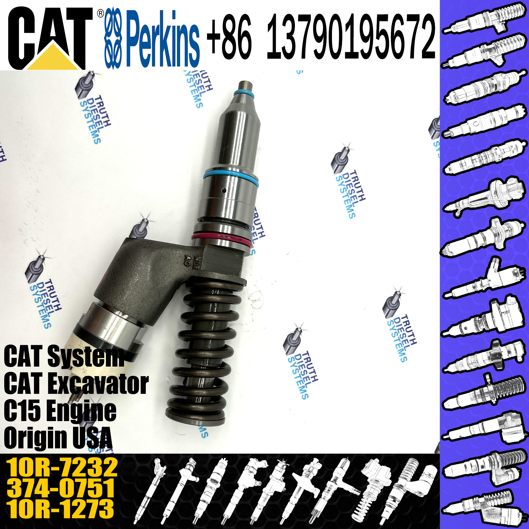 253-0619 дизельных частей инжектора 10R-7232 для двигателя гусеницы 3406E