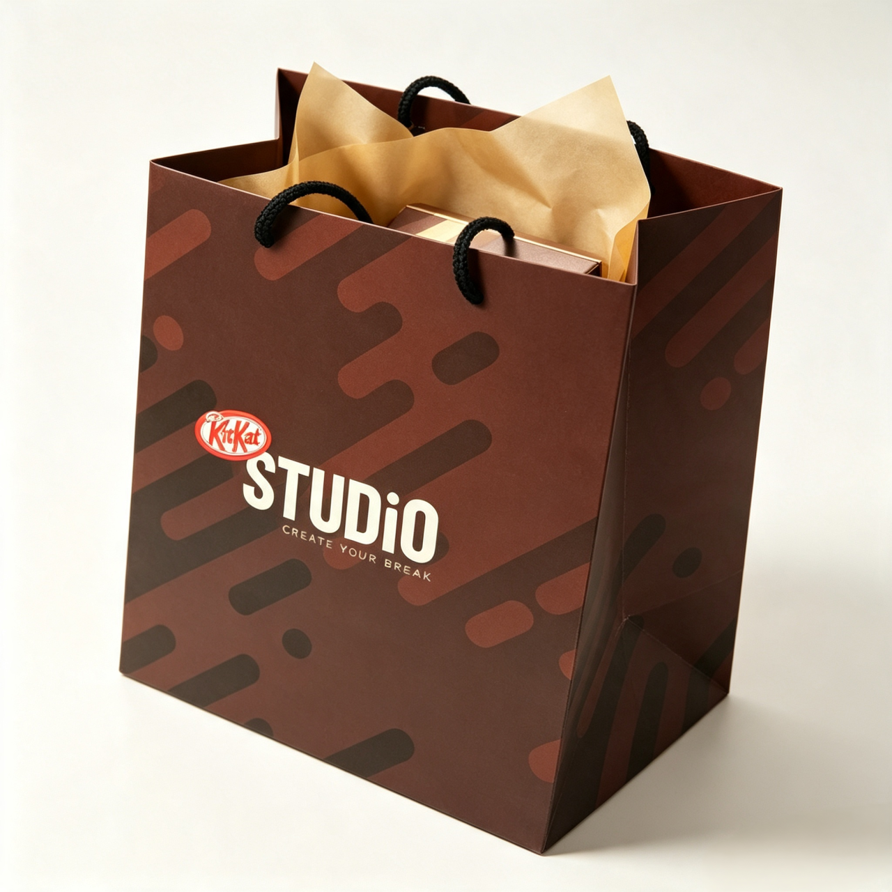 Recycled Gift Bags Vertical Paper Bags with Custom Printed Artwork and Black Rope Handles for Retail Packaging and Marketing
