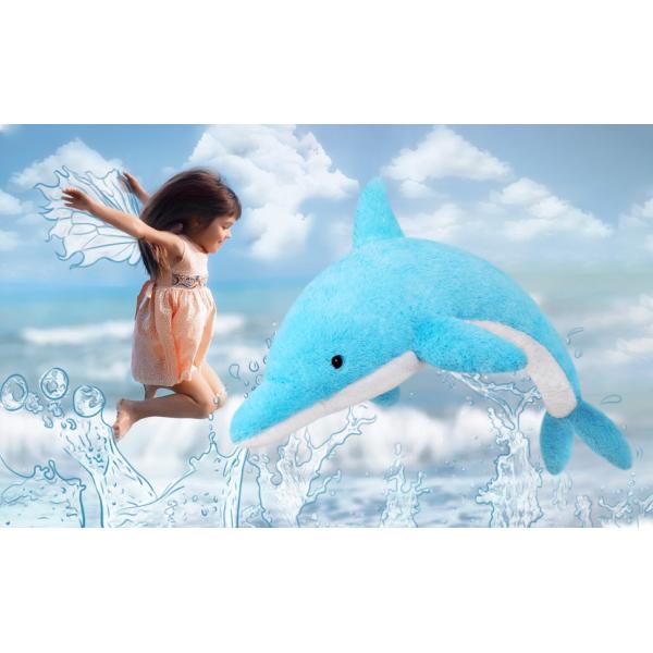 MorisMos Giant Soft Blue Dolphin Stuffed Animal Plush Marine Ocean Toy Party Favourite Kids