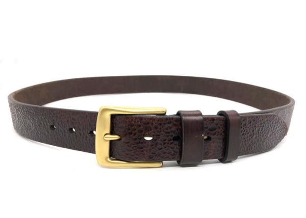 Heavy Duty Mens Casual Leather Belt With Viantage Brass Buckle Logo Stamping