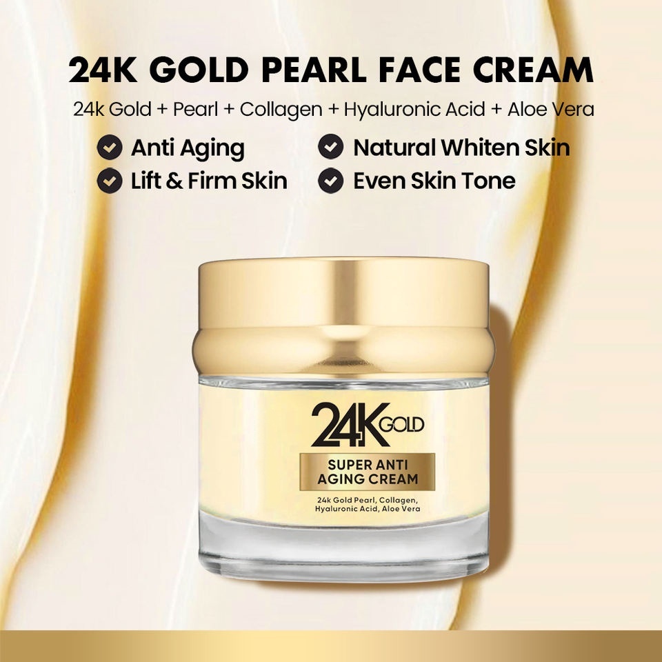 OEM ODM brand skin care facial moisturizing cream anti-aging luminous 24k gold pearl collagen skin morning and evening face cream