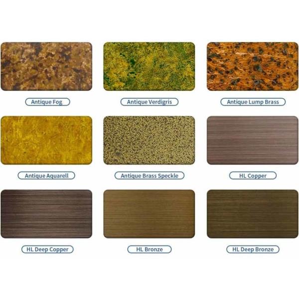 Cold Rolled Decorative Stainless Steel Sheet 304 316 Hairline Bronze Ancient Copper Finish