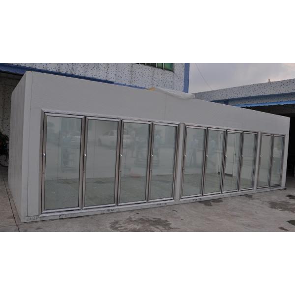 Supermarket Milk Beverage Glass Door Display Cold Storage Room With Storage Function
