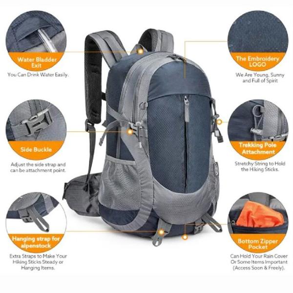 Les sports en plein air de résistant à l'eau léger voyagent augmentant le sac à dos avec la couverture de pluie