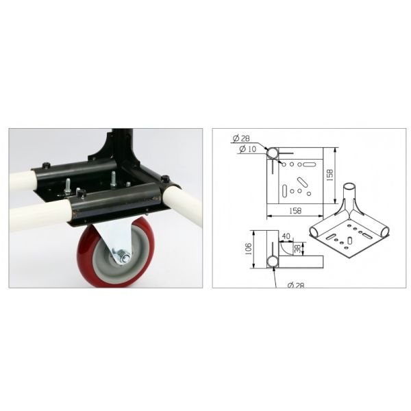 Heavy Duty Cold-Rolled Steel Caster Flag Wheel Base for Pipe Rack System and Handcart Caster Wheel