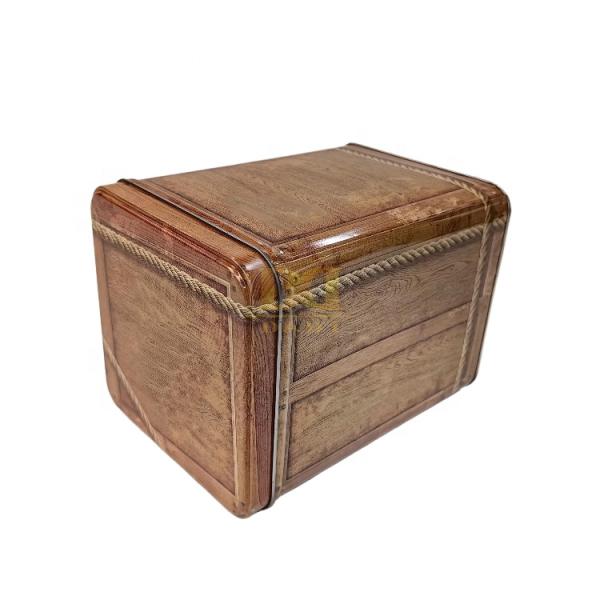 DADI Wood Grain Herb Storage Box 125x125x165mm Airtight Medicinal Tea Tin Box