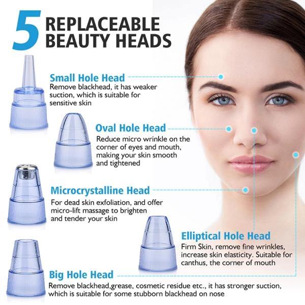 Powerful 53KPa Suction Acne Facial Pore Cleaner Comedo Suction for Smooth Complexion