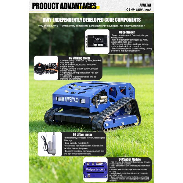 RC Lawn Mower Field Weed Cleaning All-Terrain RC Lawn Mower Mountain Wasteland Clearing Strong Climbing Weedy Terrain