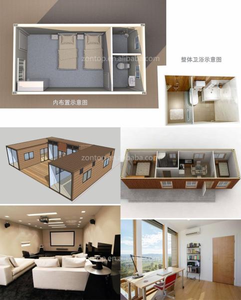 Zontop Modern Cheap Tiny Light Steel Expandable Assemble Concrete Glass Home Prefab Container Modular House