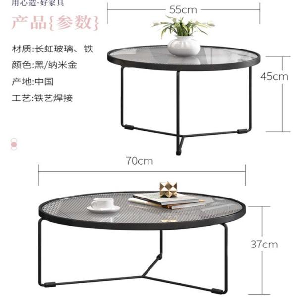 PU Leather Cover Glass Coffee Table Modern Center Table for Living Room