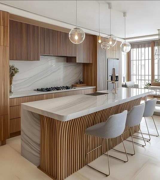 Customized Italian High-End Luxury Self Assemble Metal Wood Veneer Kitchen Pantry Cabinet