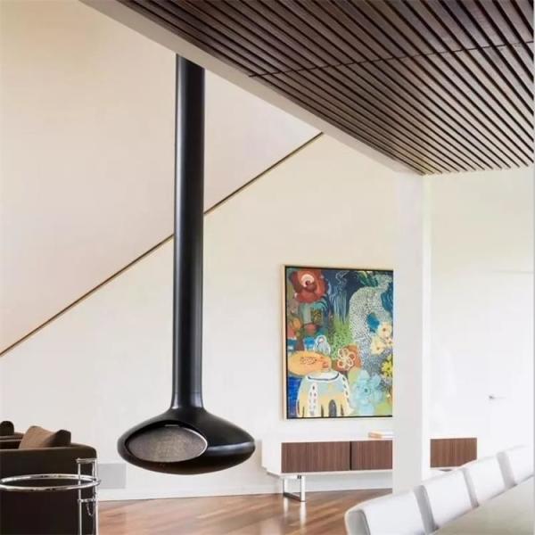Madeira oval morna interna decorativa de Morden que queima a chaminé suspensa no teto