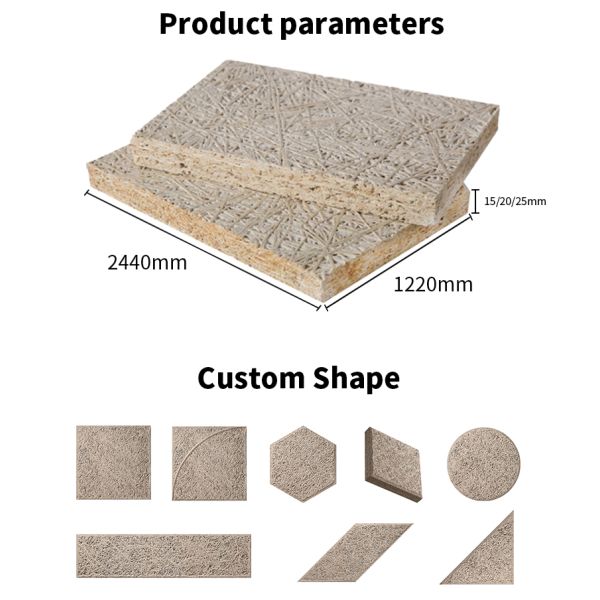 Decorative Wood Wool Acoustic Panel Fireproof Cement Board For Hall