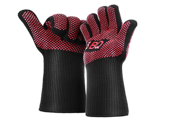 Comfortable Heat Resistant BBQ Gloves , Flexible Long Silicone Oven Gloves