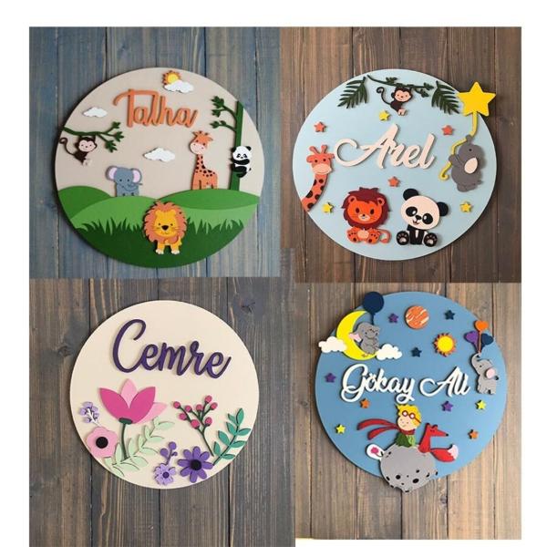 Name Sign Kids Room Door Decor Safari Animal Nursery Wall Light Nursery Lighting Kids Room Decor Lamp Room Lamp for Kids