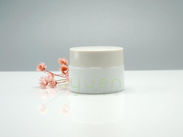 JG-AQ15, 15ml cylindric opaque white glass cosmetic jars for eye cream, face cream packaging, primary cosmetic packaging