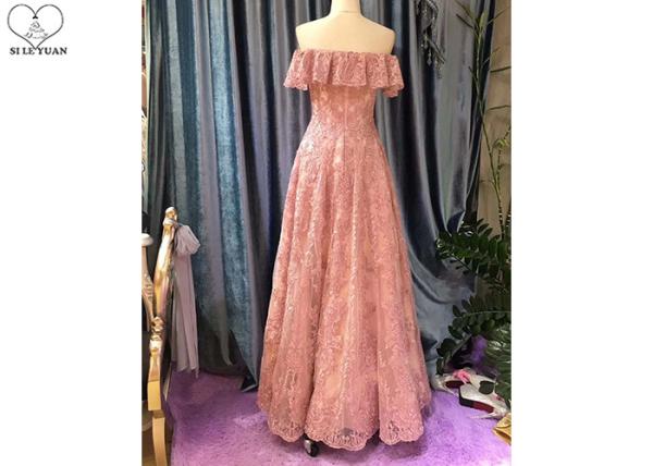 Beautiful A Line Ball Gown , A Line Pink Prom Dress Off Shoulder Back Zipper