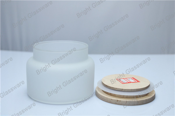 hot sale design clear glass candle jar with wooden lid for sale