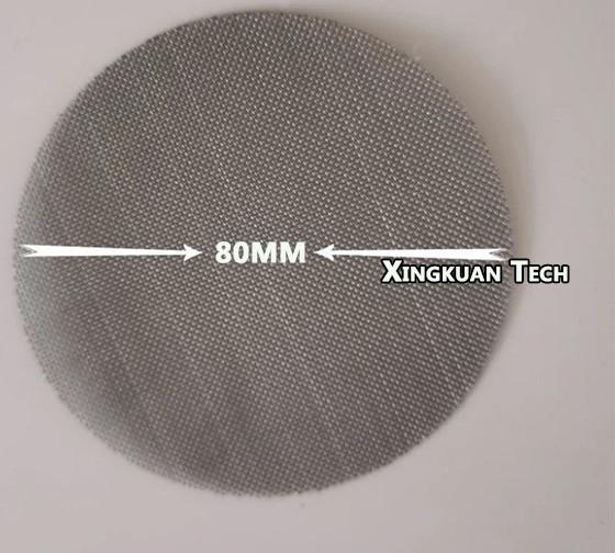 80mm Dia 50meshx0.23mm Wire Mesh Filter Discs  For PP Material Production