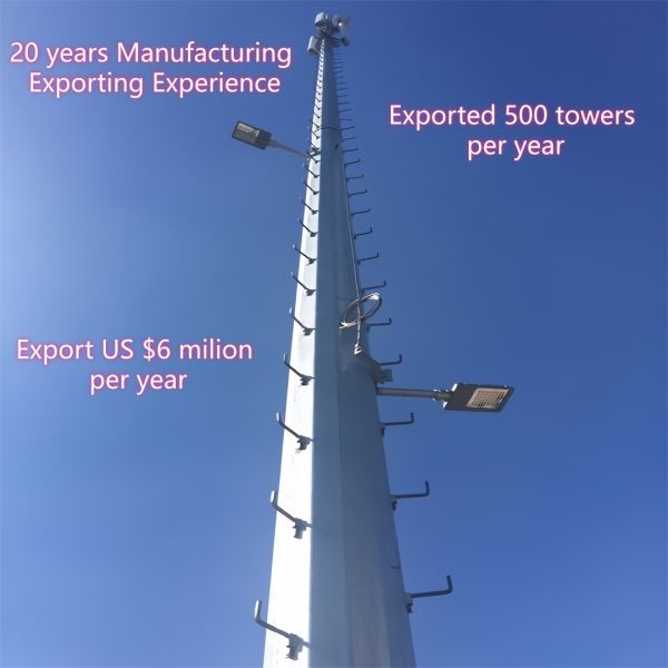 16 24 32M Monopole Communication Steel Tower Wind Resistant for 5G Urban Base Station