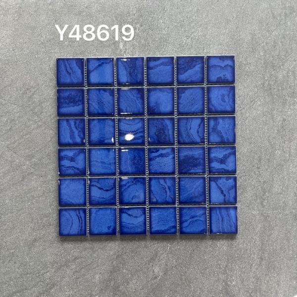 Glossy Glazed Blue Ceramic Mosaic 300x300mm For Swimming Pool