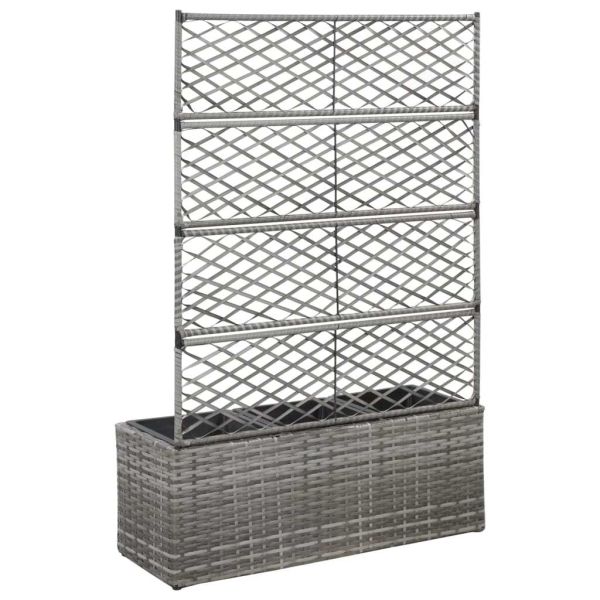 Trellis Raised Bed with 3 Pots Indoor Outdoor Garden Patio Courtyard  Poly Rattan Planter Promotion Usage for Climbing  Plants