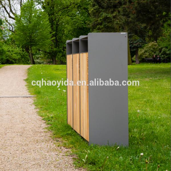 Poubelle commerciale de la poussière de poubelle de bac de recyclage en bois en acier extérieur en métal