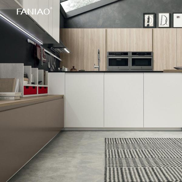 Armário Minimalista Designs Madeira Natural Grão Aço Inoxidável Metal Armário de Cozinha Moderno