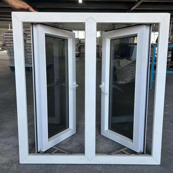 High Quality PVC/UPVC Casement Glass Window with Double Glazed & Mosquito Net & Laminated Glass for Kitchen Restaurant Use