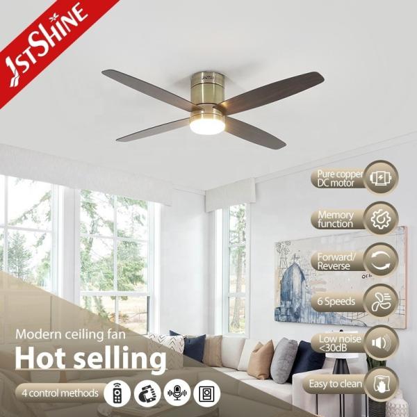 1stshine Antique Brass Color LED Ceiling Fan com estilo vintage remoto e vento natural