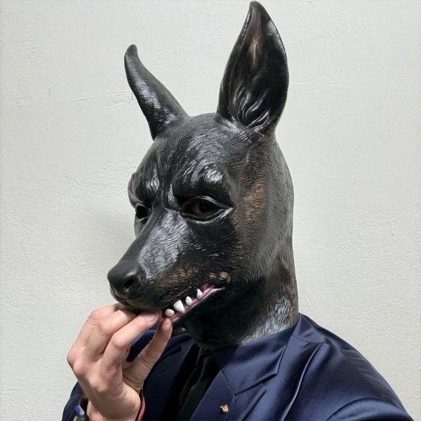 Realistic Black Dog Latex Full Head Mask Creepy Animal Wolf Cosplay Halloween Costume Prop