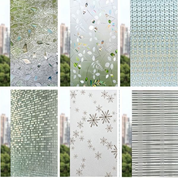 IPX7 Waterproof Privacy Glass Decorative Film Static Cling UV Blocking Window Film