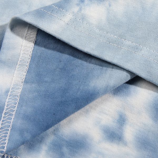 New Fashion Men High Quality INS O-Neck T-Shirt Oversized Cotton Tie Dye Custom Heavyweight Streetwear