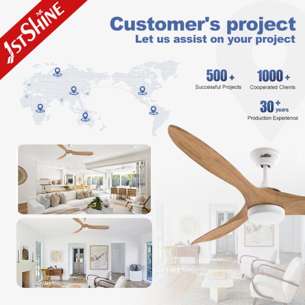 1er éclairage Ventilateur de plafond à lames en bois avec lumière et température de couleur 3000k/4000k/6000k