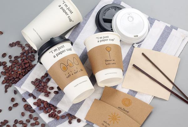 Wrapped Branded Coffee Cup Sleeves Food Grade Custom Size With Flexo Printing