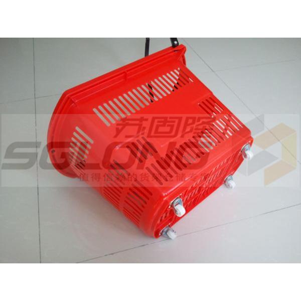 Punho longo cesto de compras azul/vermelho do rolamento grande para o supermercado