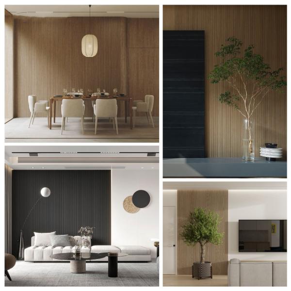 Гостиничный жилой WPC Декорация интерьера из дерева Большие стены панели Декоративные WPC флейтированные стены