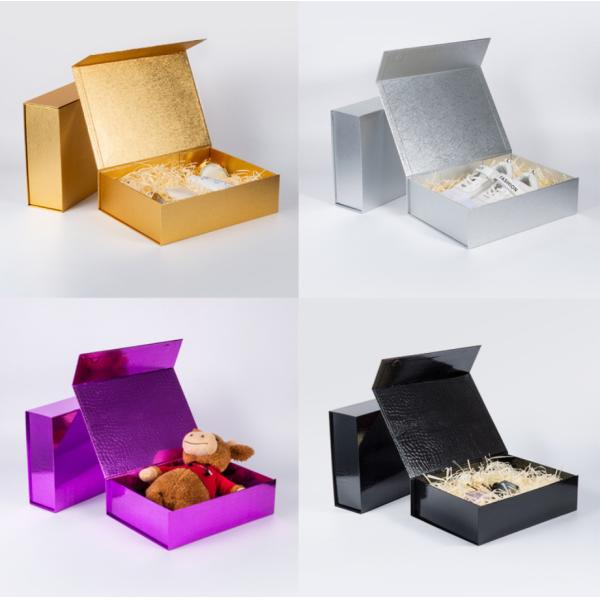 Foldable Magnetic Closure Gift Packaging Boxes Luxury Black Gold Color