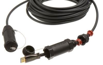 Armored HDMI 2.0 AOC fiber optic cable for CCTV surveillance broadcast