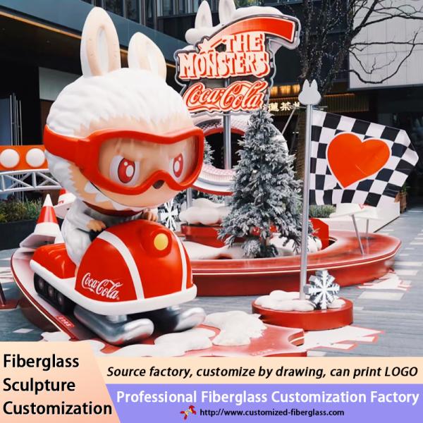Outdoor Cartoon Animal Pink Panther Fiberglass Bench Seat Chair Sculpture For Shopping Mall Activities Decoration