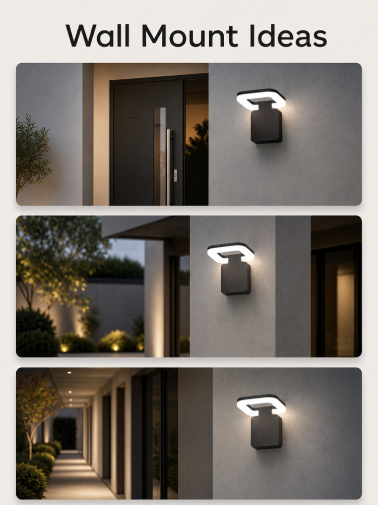 Weatherproof Square LED Outdoor Wall Lights Lantern Style For Garden Fence Courtyard Patio
